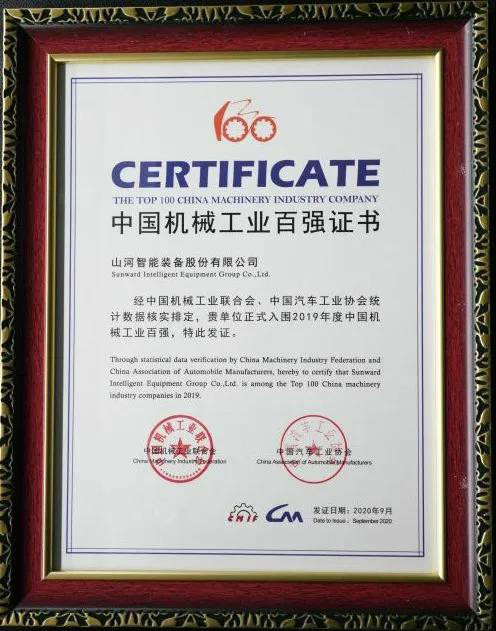 2019年中国机械工业百强宣布，，，优德88智能排名52位